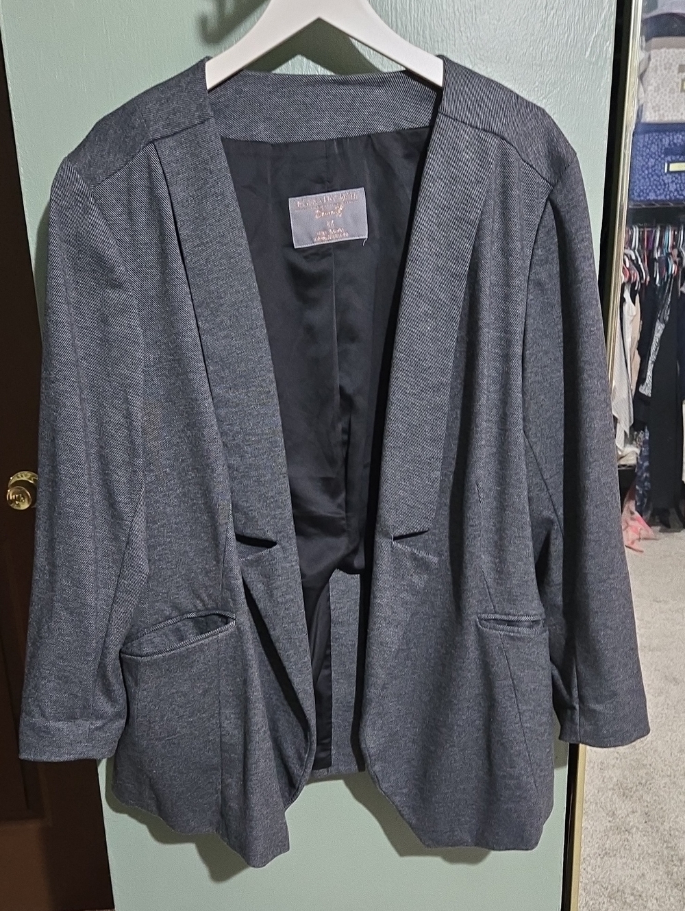 Melissa McCarthy Charcoal Open-Front Knit Blazer